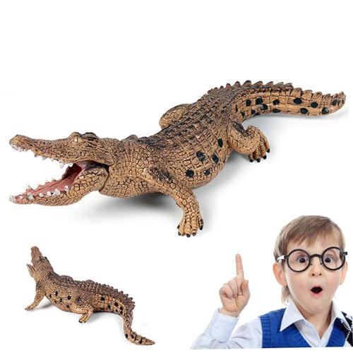 Pesoncarl Tiere Figuren, Alligator -Spielzeugfigur, 7,1x2,8x2 Zoll realistisches Krokodilspielzeugfigur mit beweglicher Kiefer, Plastikwildtier für Jungen und Mädchen von Pesoncarl
