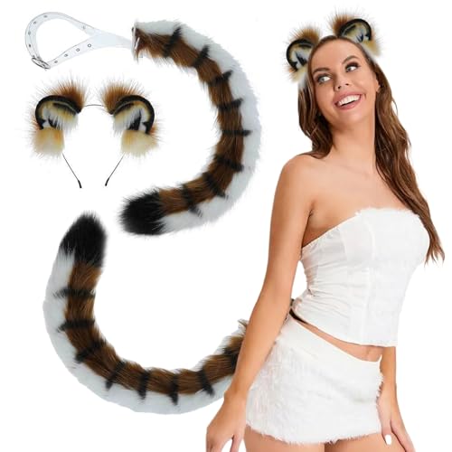 Pesoncarl Tigerohren Stirnband und Tigerschwanz, weiche pelzige Ohren, biegsamer Kunstschwanz mit einstellbarem Bund für Halloween -Cosplay -Party -Kostümzubehör, Spielzeug, Spielzeug Pesoncarl Tigerohren Stirnband und Tigerschwanz, weiche pelzige Ohren, biegsamer Kunstschwanz mit einstellbarem Bund für Halloween -Cosplay -Party -Kostümzubehör, Spielzeug, Spielzeug von Pesoncarl