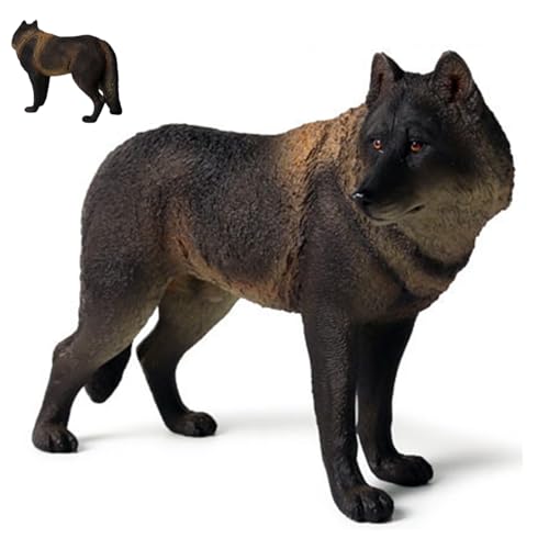 Pesoncarl Wolf Figur High Simulation Wildlife Tiermodell Wolf Spielzeug Sammlung Figur Ornament Lernspielzeug Geburtstagsgeschenk für Junge Mädchen, Schwarz von Pesoncarl