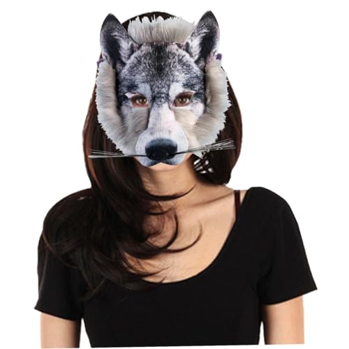 Pesoncarl Wolf Maske, halbgesichtliche Tiermaske mit Gummiband, pelziger Therian, 8,3x6.7x3.2 Lustiges Cosplay-Kostüm für Maskerade-Party, Spielzeug von Pesoncarl