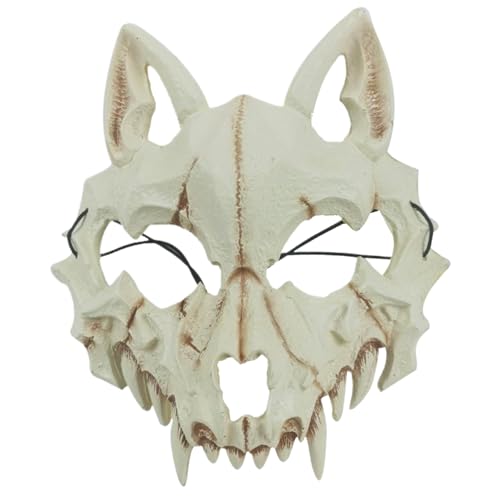 Pesoncarl Wolfschädelmaske 3D PU Foam Soft Wolf Maske Japanische Halloween Scary Adult & Kids Animal Cosplay für Halloween, Karneval und Kostümpartys, 2025 von Pesoncarl