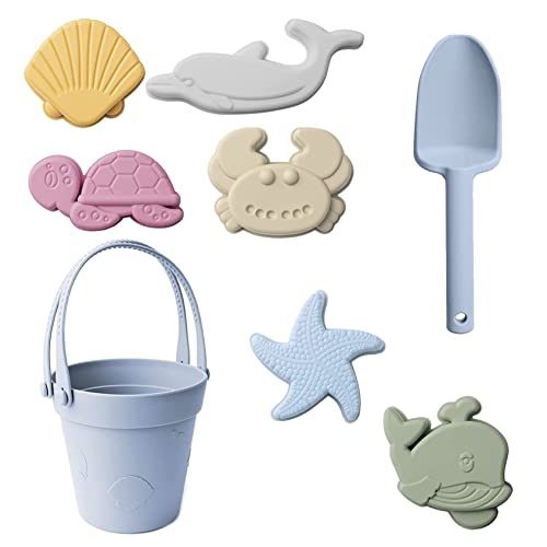 Sandspielzeugset Sommer Kinder Beach Eimer und Schaufel Spielzeugset Safe Silikon-Eltern-Kind-Sandkasten-Grabenwerkzeuge für Outdoor, Packung mit 8 hellblauen Strandspielzeugen Sandspielzeugset Sommer Kinder Beach Eimer und Schaufel Spielzeugset Safe Silikon-Eltern-Kind-Sandkasten-Grabenwerkzeuge für Outdoor, Packung mit 8 hellblauen Strandspielzeugen von Pesoncarl