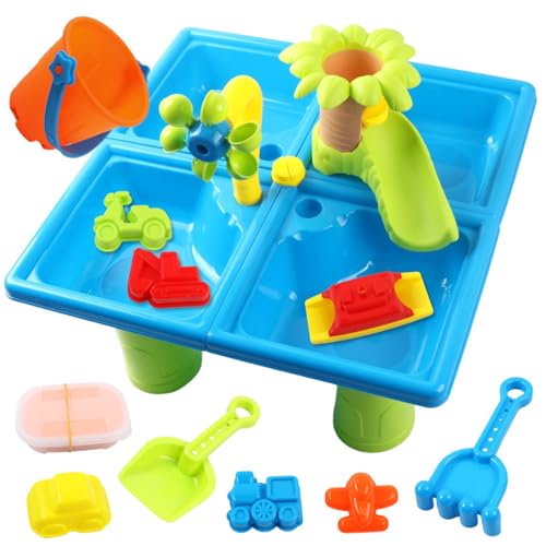 Sandwasserspiegel, 24 pcs/set 2 in 1 sicheres Kunststoff -Kleinkind -Wassertisch mit Strandspielzeug, lustige sensorische, tragbare Kindertische für Außensommer, Strandspielzeug, Strandspielzeug von Pesoncarl