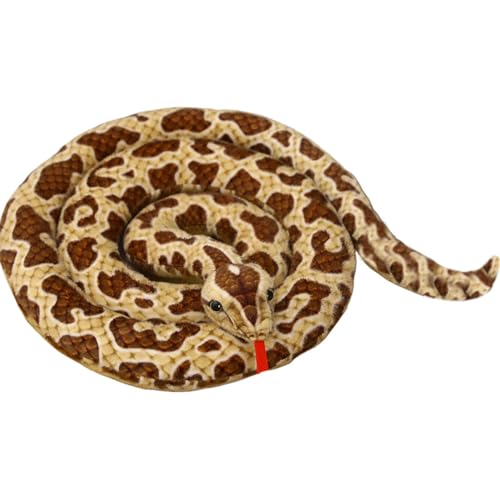 Schlangengefüllte Tier 74.8 '' Langes Python Schlange Plüsch gefüllte Schlangenspielzeug Weichgefüllte Schlange Plüsch gefälschte Schlangen für Aprilscherz Tag Streichrequeme braune Plüschkissen von Pesoncarl