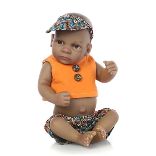 Schwarze Babypuppen 11 Zoll realistische Mini -Babypuppen mit beweglichen Armen und Beinen mit großem Auge -Tauchblech -Silikonspielzeug für Mädchen für das vorgetäuschte/interaktives Spiel, Junge Schwarze Babypuppen 11 Zoll realistische Mini -Babypuppen mit beweglichen Armen und Beinen mit großem Auge -Tauchblech -Silikonspielzeug für Mädchen für das vorgetäuschte/interaktives Spiel, Junge von Pesoncarl