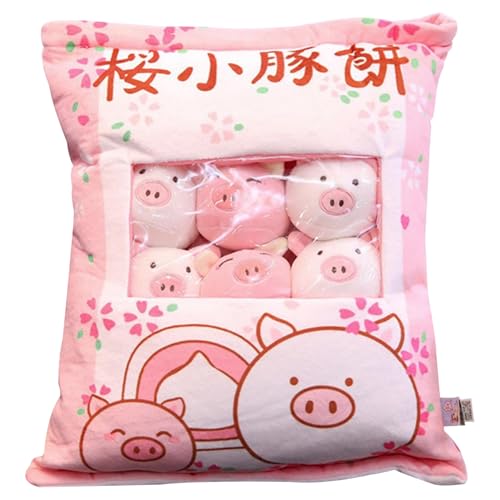 Snack Kissen süßer Schweiner Pudding Plüsch mit 8 abnehmbaren kleinen Schweineplüschspielzeugen sichere hautfreundliche gefüllte Tierspielzeuggeschenke für Jugendliche Kinder, Bettwäsche Bettwäsche Snack Kissen süßer Schweiner Pudding Plüsch mit 8 abnehmbaren kleinen Schweineplüschspielzeugen sichere hautfreundliche gefüllte Tierspielzeuggeschenke für Jugendliche Kinder, Bettwäsche Bettwäsche von Pesoncarl
