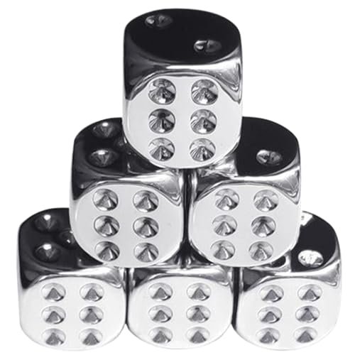 Pesoncarl Standard-Spielwürfler, 6Cs Silberwürfel, 6-seitig mit Abgerundeter Ecke, 0,6 plattiert Silber, tragbares Ersatz-Acryl für Brettspiele, Partyspiele von Pesoncarl