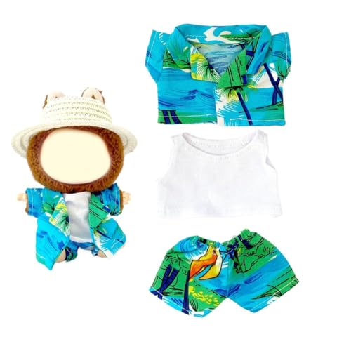 Kleidung für 17 cm Puppen-Outfit, stilvolles Kawaii-Strandanzug-Outfit, niedliche Strandkleidung und Hut-Outfit, geeignet für 17 cm große Puppe, lässiger Stil, Puppenkleidungsset, Ersatz, zum Spielen von Pessrrtewg