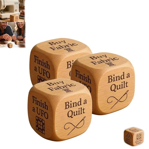 Pessrrtewg Quilter-Würfel, Entscheidungswürfel aus Holz mit 6 gravierten Quiltaufgaben, kreatives Werkzeug für Quilt-Projekte, lustiges praktisches Werkzeug, gravierte Anweisungen, handgefertigtes Pessrrtewg Quilter-Würfel, Entscheidungswürfel aus Holz mit 6 gravierten Quiltaufgaben, kreatives Werkzeug für Quilt-Projekte, lustiges praktisches Werkzeug, gravierte Anweisungen, handgefertigtes von Pessrrtewg