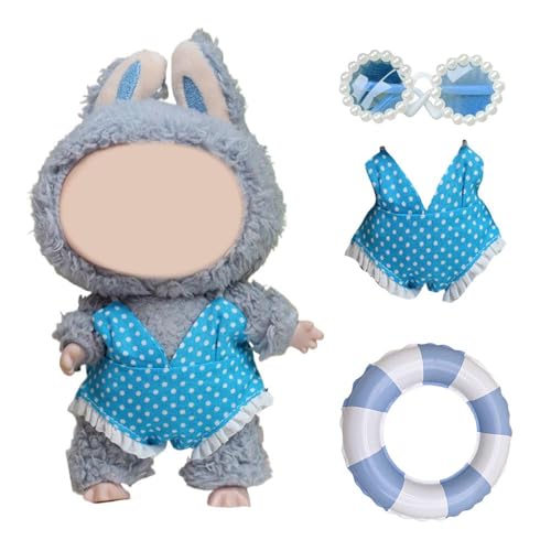 Puppenkleidung für 17 cm, niedlicher Badeanzug für 17 cm große Puppen, stilvolles Kawaii-Strandanzug-Outfit, lässiger Stil, Puppenkleidungsset, Puppenzubehör für Sammler, keine Puppe im Lieferumfang von Pessrrtewg