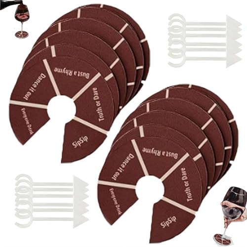 Wine Not Spin-Fun Trinkspiele, 12 Stück Weinglas-Spinner, Party, Spaß, Erwachsenen-Spielabende, Weinglas-Spinner, Party, Roulette, Trinkspiel, für Junggesellinnenabschied, Paare, Erwachsenenparty von Pessrrtewg
