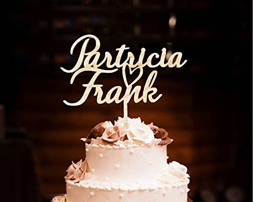 Pet-Jos Cake Topper Personalisiert mit Namen Hochzeit aus Holz, 1 Stück, 140 mm breit x 120 mm hoch, Holzfarbe, Hochzeitstorte, Tortenfigur, Jubiläum Pet-Jos Cake Topper Personalisiert mit Namen Hochzeit aus Holz, 1 Stück, 140 mm breit x 120 mm hoch, Holzfarbe, Hochzeitstorte, Tortenfigur, Jubiläum von Pet-Jos