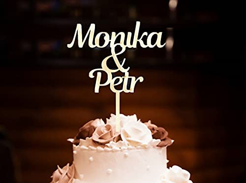 Personalisierte Cake Topper mit Namen Hochzeit Holz Hochzeitstorte personalisiert cake topper Topper Jubiläum Dekoration Dekoration Wedding Cake Topper Custom von Pet-Jos