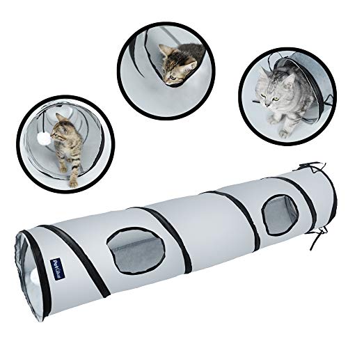 PetLike Deluxe faltbares Katzen-Tunnel für Kätzchen, Welpen, Kaninchen, andere kleine Haustiere, lustiges Versteck, Unterhaltung, Training, Laufen, 9.8"x47.2", grau PetLike Deluxe faltbares Katzen-Tunnel für Kätzchen, Welpen, Kaninchen, andere kleine Haustiere, lustiges Versteck, Unterhaltung, Training, Laufen, 9.8"x47.2", grau von PetLike