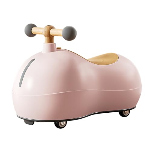 Petalum Babyauto mit Rollen, schwenkbar, gleitend, leise, Lauflernfunktion, ergonomischer Griff, Erdnussform, Beleuchtung, für 1 bis 3 Jahre (Rosa) von Petalum