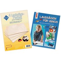 PEBARO 327/BUCH - 4 Laubsägeplatten aus Birkenholz mit Laubsägebuch, Größe DIN A4 von Peter Bausch GmbH & Co. KG