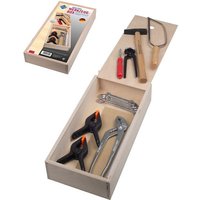 PEBARO 460 - Qualitäts-Werkzeugbox, 16 Teile, Holz-Werkzeugkasten mit Schiebedeckel von Peter Bausch GmbH & Co. KG