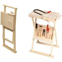 PEBARO 487 - Klappbare Werkbank aus Holz für Kinder, höhenverstellbar bis 74 cm, Platte 30x75 cm von Peter Bausch GmbH & Co. KG