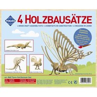 PEBARO 860 - Holzbausatz Tier-Set, Hahn, Ouranosaurus, Krokodil, Schmetterling, 4 Holzkonstruktionen zum Zusammenstecken von Peter Bausch GmbH & Co. KG