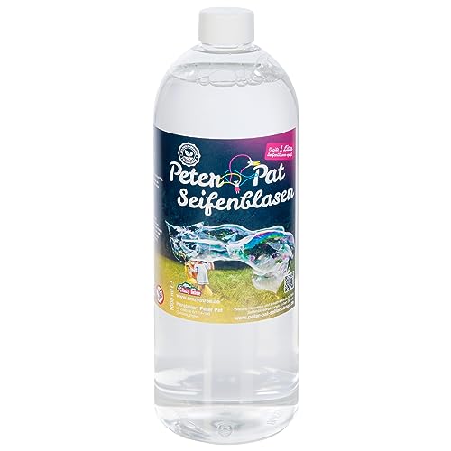 Peter Pat Flüssigkeit 1 Liter, fertige Seifenblasenflüssigkeit für Riesenseifenblasen, fertige Mischung für sofortigen Spielspaß von Peter Pat