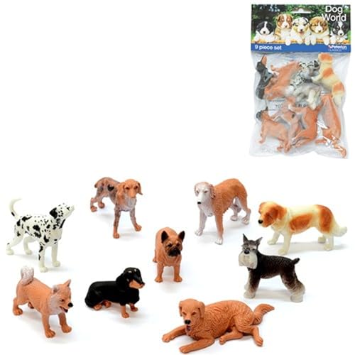 Peterkin Classics Hundewelt, 9-teiliges Set, 7–10 cm, Kunststoff-Hundespielzeug, Dalmatiner, Vizsla, Afghanischer Hound, Bernhardiner, Husky, Dackel, Mops, Schnauzer, Golden Retriever, von Peterkin