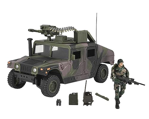 Peterkin World Peacekeepers from 26 cm Humvee Assault Vehicle with Military Figures and Accessories | 1:18 Scale | Actionfiguren & Zubehör | ab 3 Jahren, Grün von Peterkin