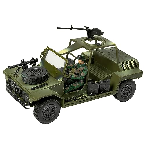 Peterkin World Peacekeeper 22 cm schnelles Angriffsfahrzeug (FAV) mit Seilwinde, Heckschützenposition und Militärfiguren, Maßstab 1:18, Actionfiguren und Zubehör, ab 3 Jahren von Peterkin