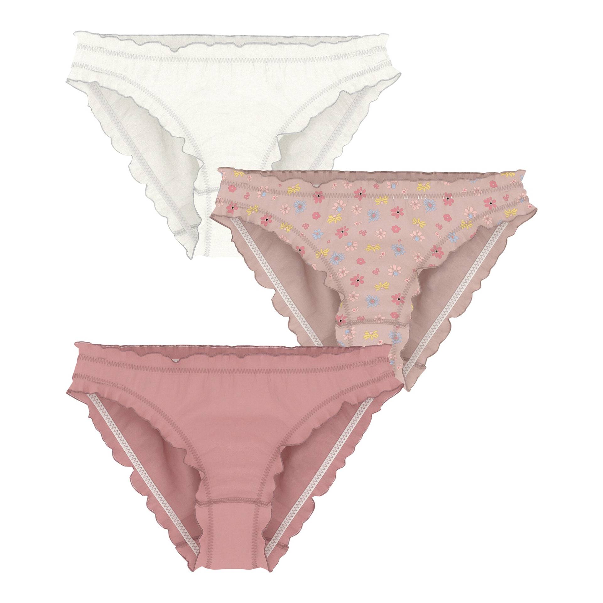 Petit Bateau 3er-Pack Slips Blumen Rüschen von Petit Bateau