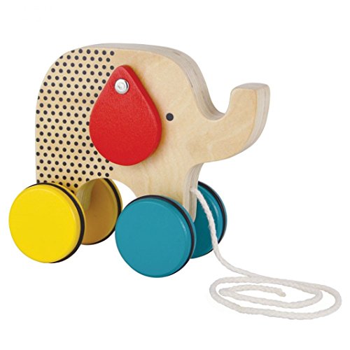 Nachzieh-Elefant, Nachziehtier aus Holz, Nachzielspielzeug für Kinder ab 18+ Monaten PTC127, bunt von Petit Collage