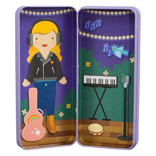 PETIT COLLAGE 8777903 Magnetic Music Maker Magnetspiel, Dress up Musikerin, magnetisches Anziehpuppen-Spielset, für Kinder ab 4 Jahren, Multi, PTC477 von Petit Collage
