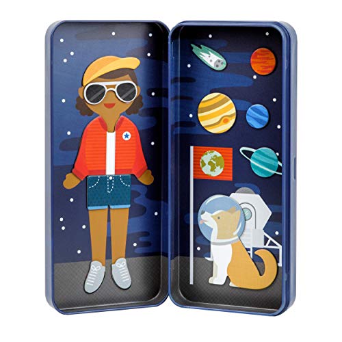 Petit Collage 8754463 Magnetspiel, Dress up Astronautin, magnetisches Anziehpuppen-Spielset, für Kinder ab 4 Jahren, Mehrfarbig von Petit Collage