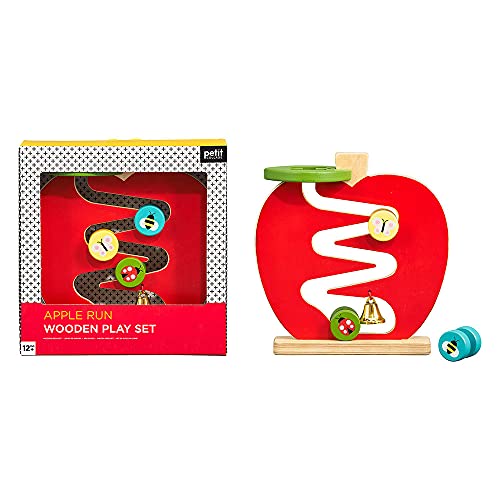 Petit Collage PTC496 8777907 Apple Run Zick Zack Rollbahn Apfel, Holzspielzeug, Motorikspielzeug für Kinder ab 1 Jahr, Mehrfarbig von Petit Collage