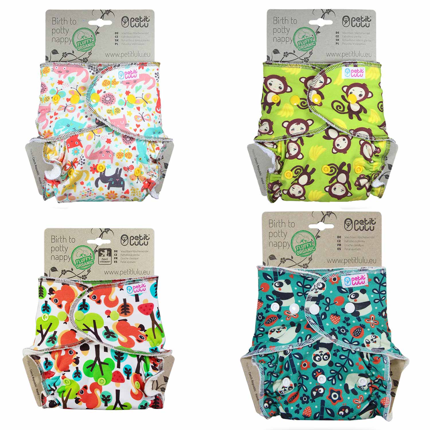 Petit Lulu Fluffy Organic One Size Höschenwindel-Sparpaket (Druck)  - von Petit Lulu