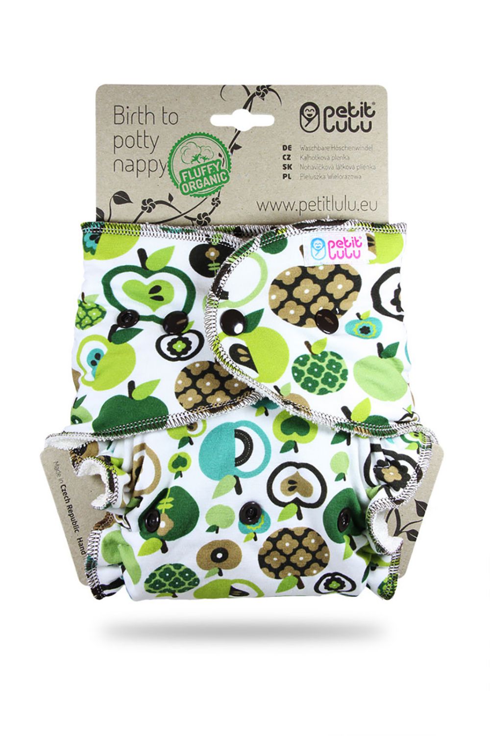 Petit Lulu Höschenwindel Fluffy Organic One Size (Druck) - Apples (green) von Petit Lulu