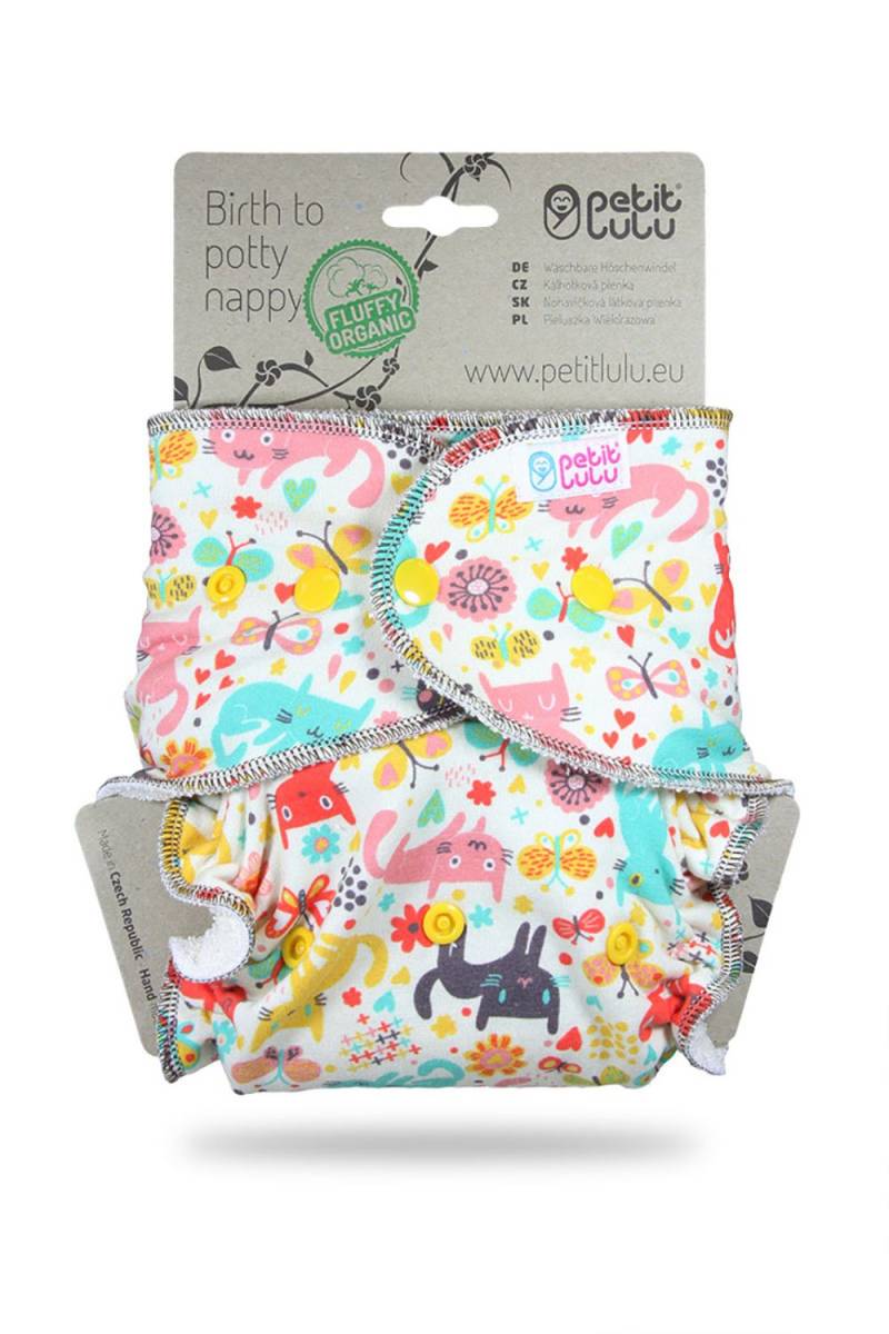 Petit Lulu Höschenwindel Fluffy Organic One Size (Druck) - Cat Meadow von Petit Lulu