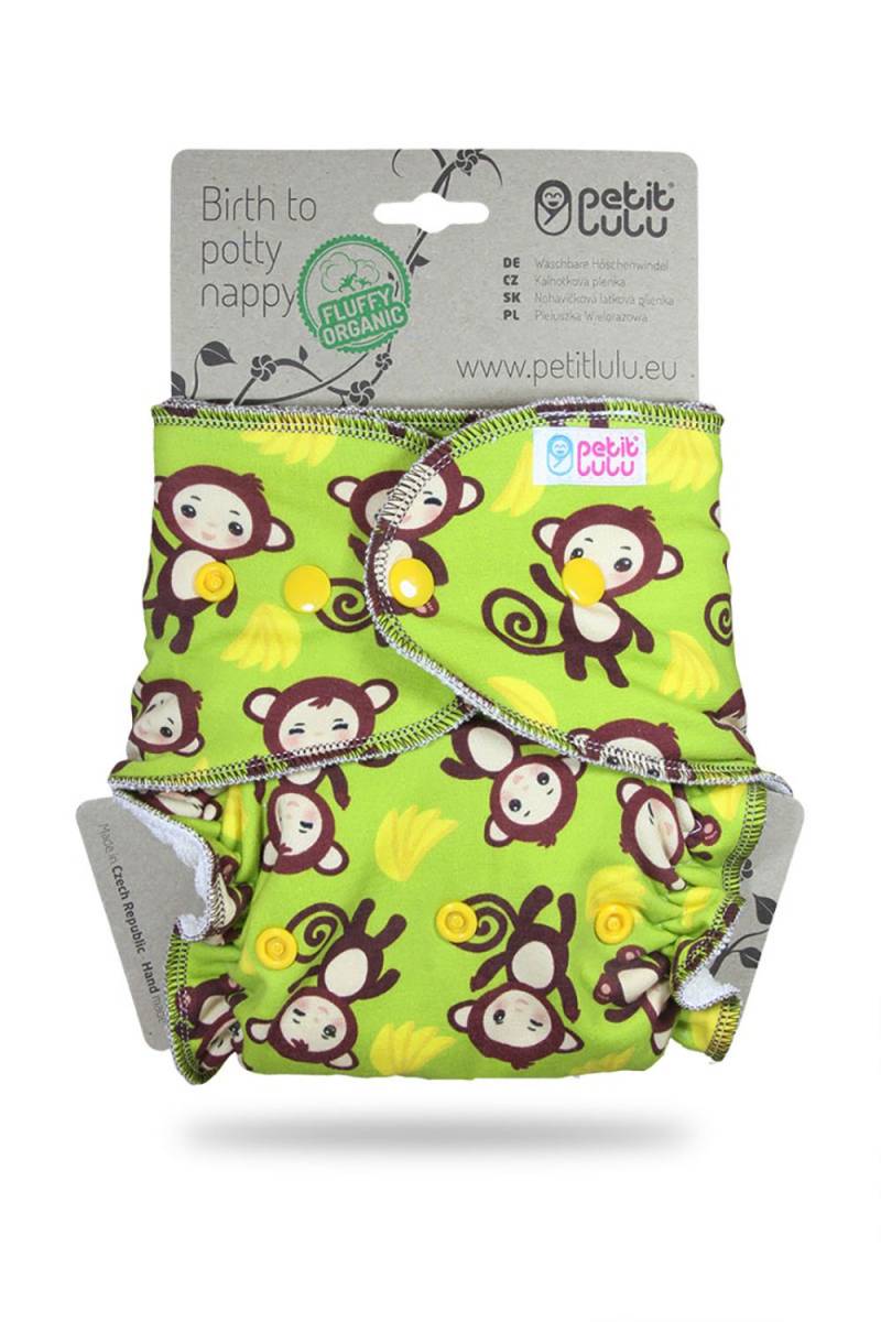Petit Lulu Höschenwindel Fluffy Organic One Size (Druck) - Monkey Business von Petit Lulu