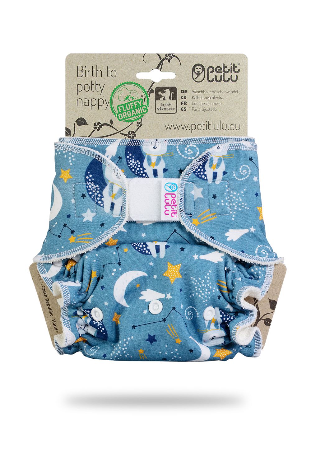 Petit Lulu Höschenwindel Fluffy Organic One Size (Klett) - Bears on the Moon von Petit Lulu