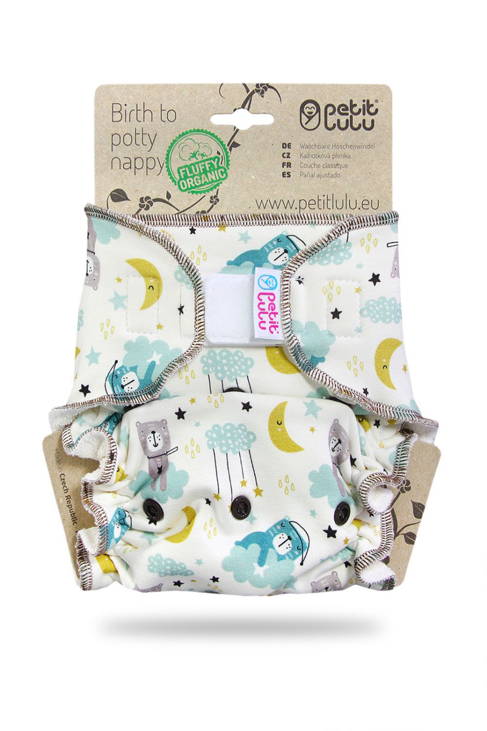 Petit Lulu Höschenwindel Fluffy Organic One Size (Klett) - Good Night von Petit Lulu