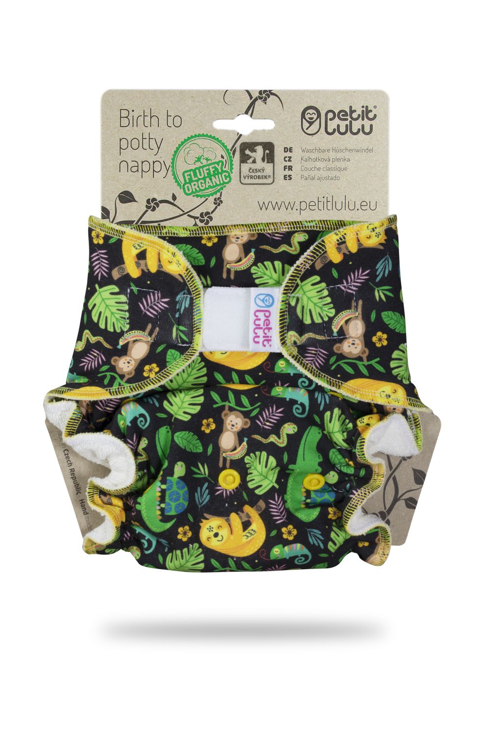 Petit Lulu Höschenwindel Fluffy Organic One Size (Klett) - Rainforest Night von Petit Lulu