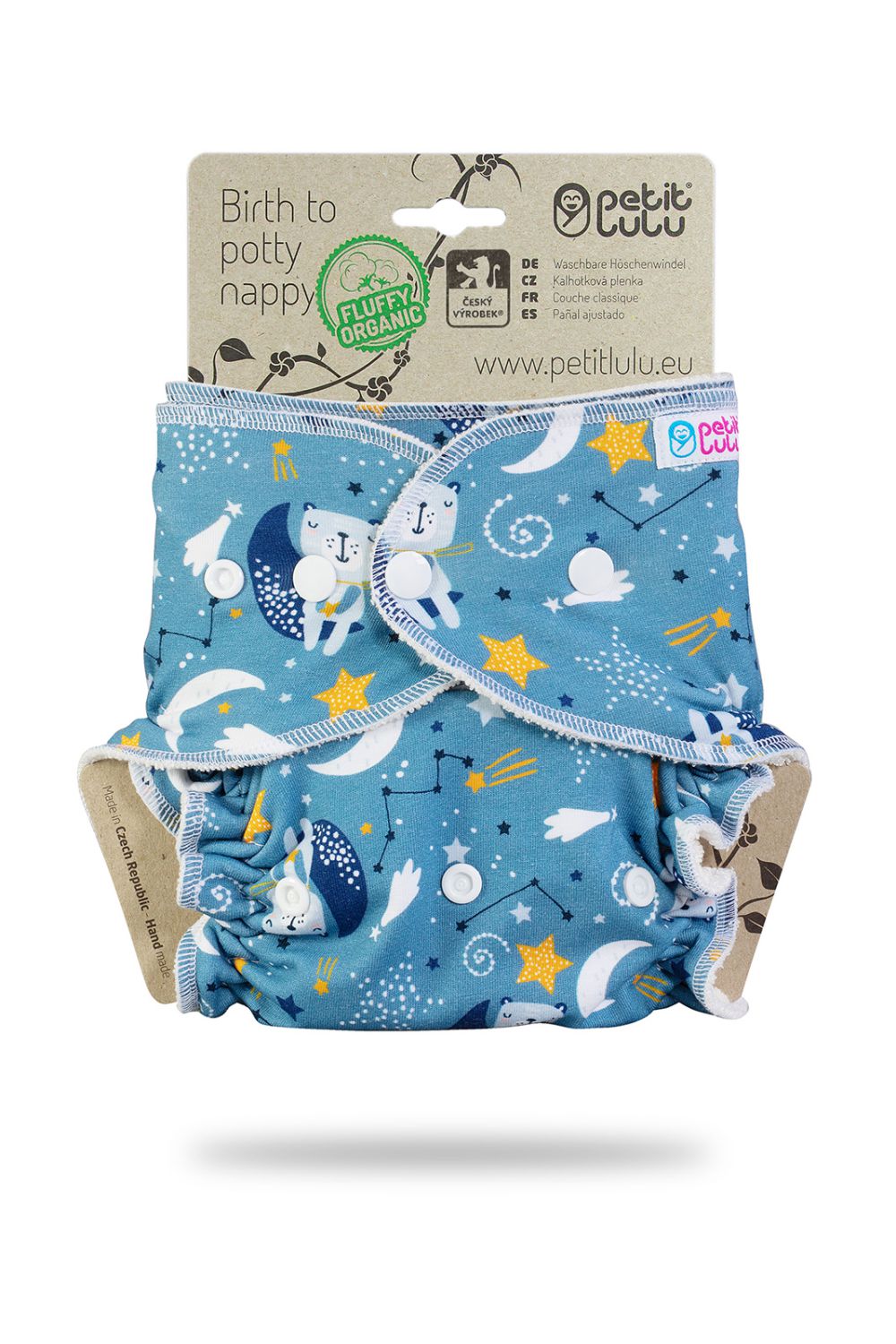 Petit Lulu Höschenwindel Fluffy Organic XL (Druck) - Bears on the Moon von Petit Lulu