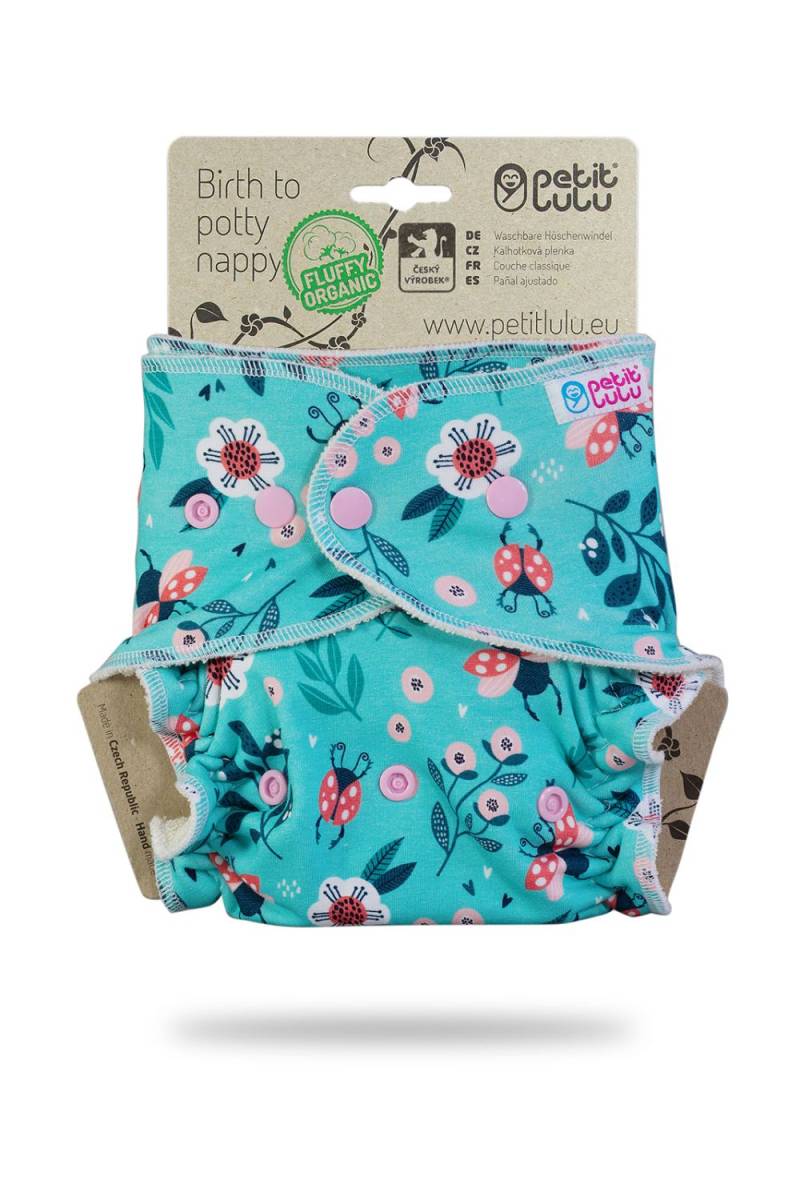 Petit Lulu Höschenwindel Fluffy Organic XL (Druck) - Ladybirds in the Meadow von Petit Lulu