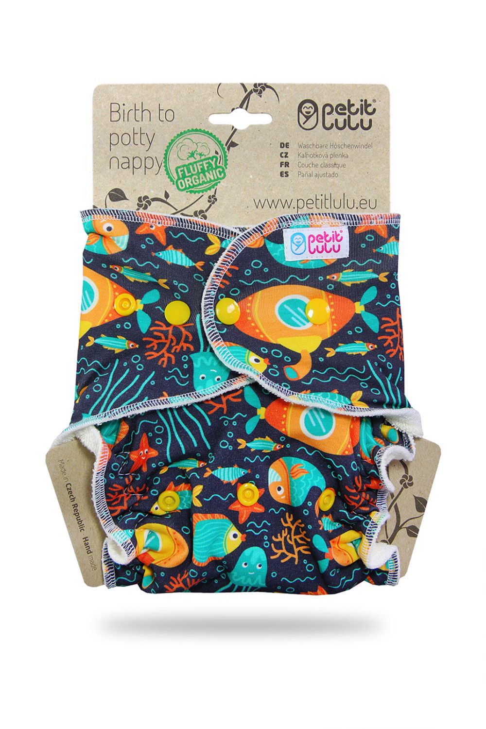 Petit Lulu Höschenwindel Fluffy Organic XL (Druck) - Yellow Submarine von Petit Lulu