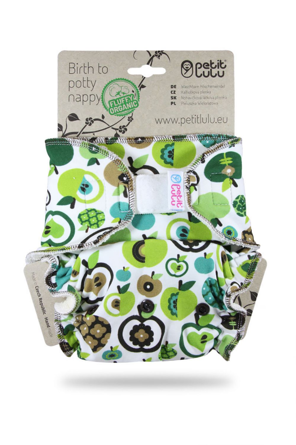 Petit Lulu Höschenwindel Fluffy Organic XL (Klett) - Apples (green) von Petit Lulu