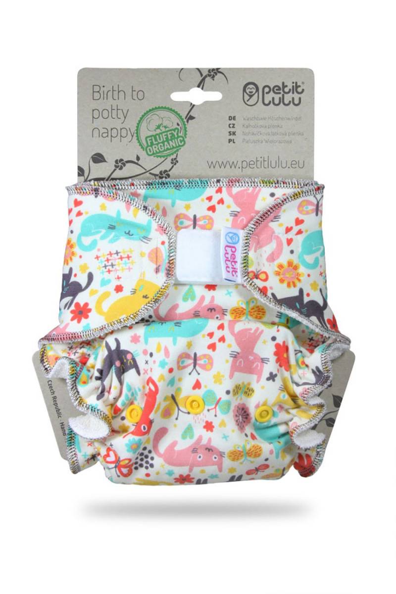 Petit Lulu Höschenwindel Fluffy Organic XL (Klett) - Cat Meadow von Petit Lulu