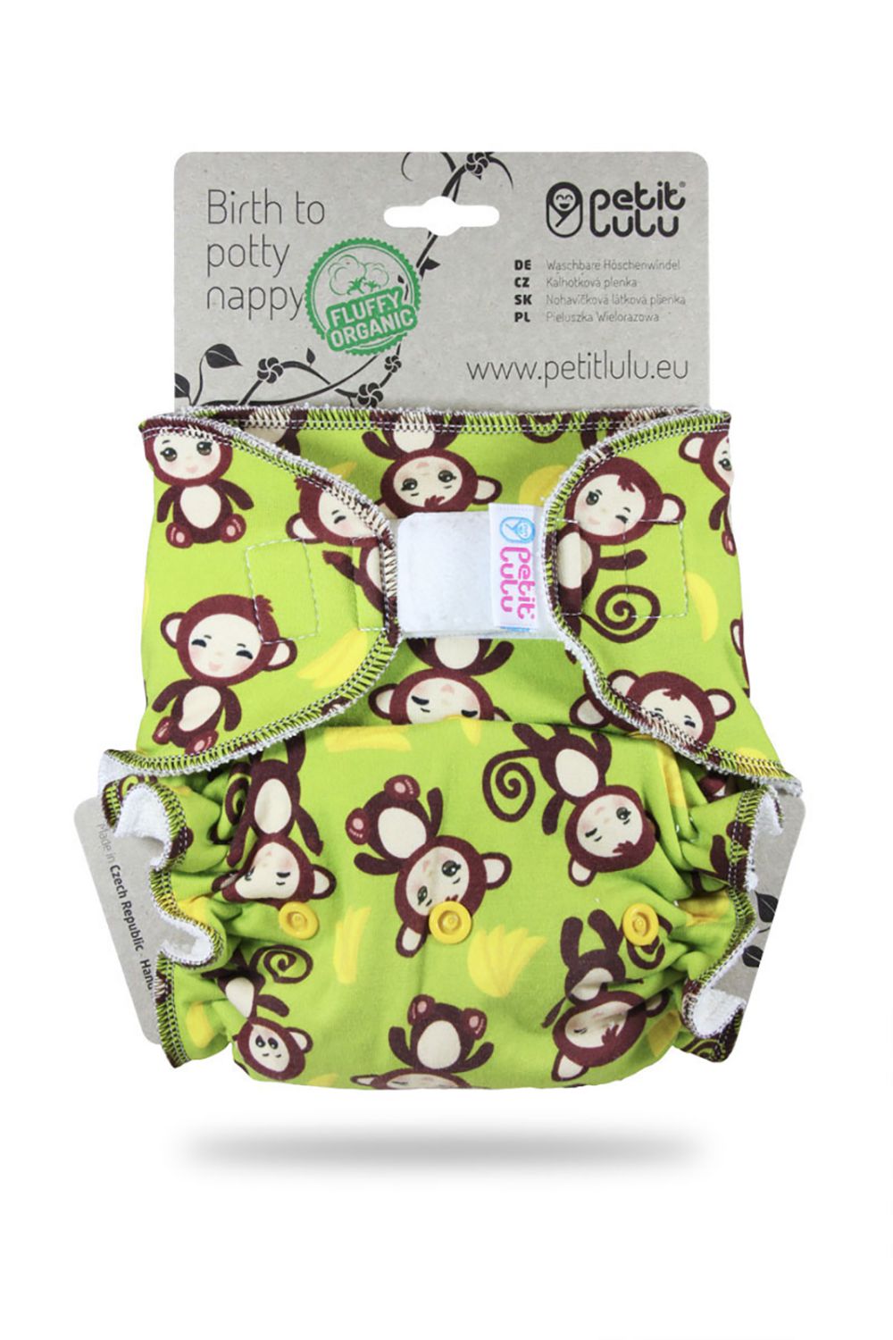 Petit Lulu Höschenwindel Fluffy Organic XL (Klett) - Monkey Business von Petit Lulu