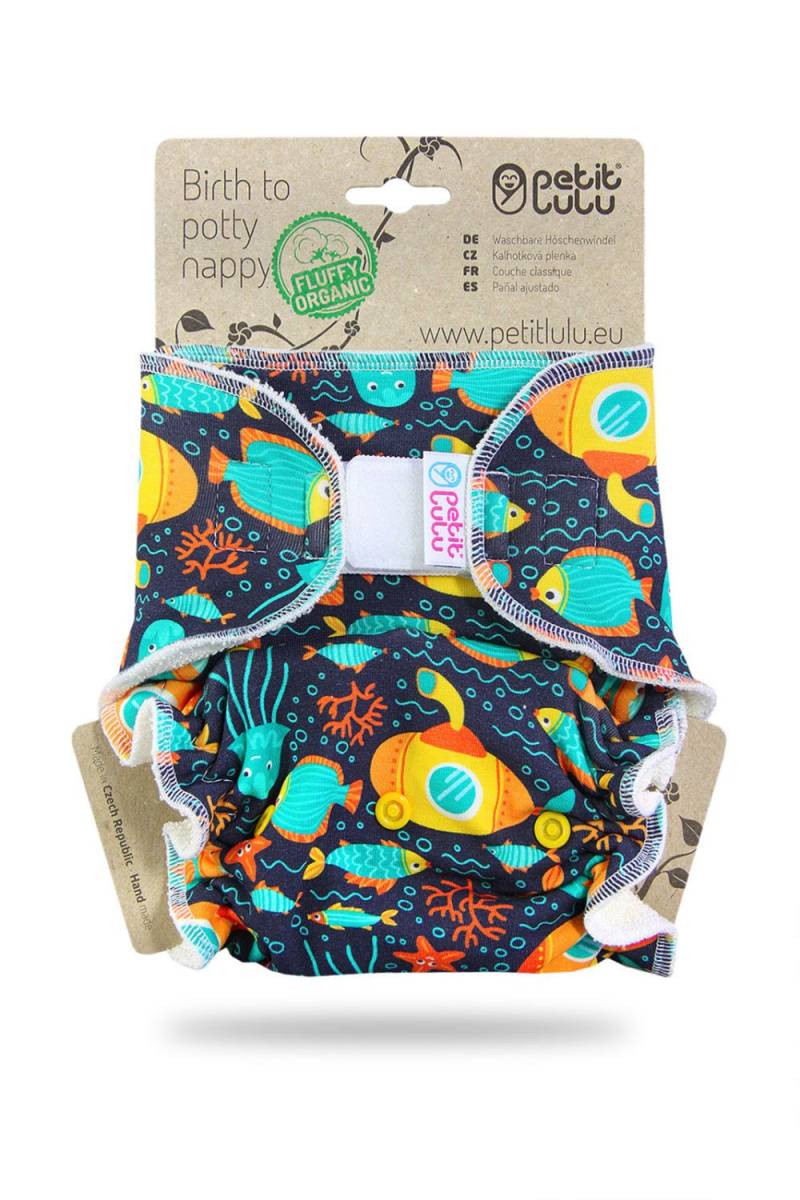 Petit Lulu Höschenwindel Fluffy Organic XL (Klett) - Yellow Submarine von Petit Lulu