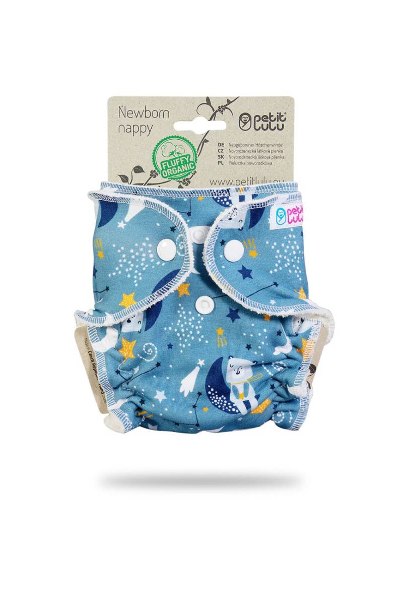 Petit Lulu Höschenwindel Fluffy Organic für Neugeborene - Bears on the Moon von Petit Lulu