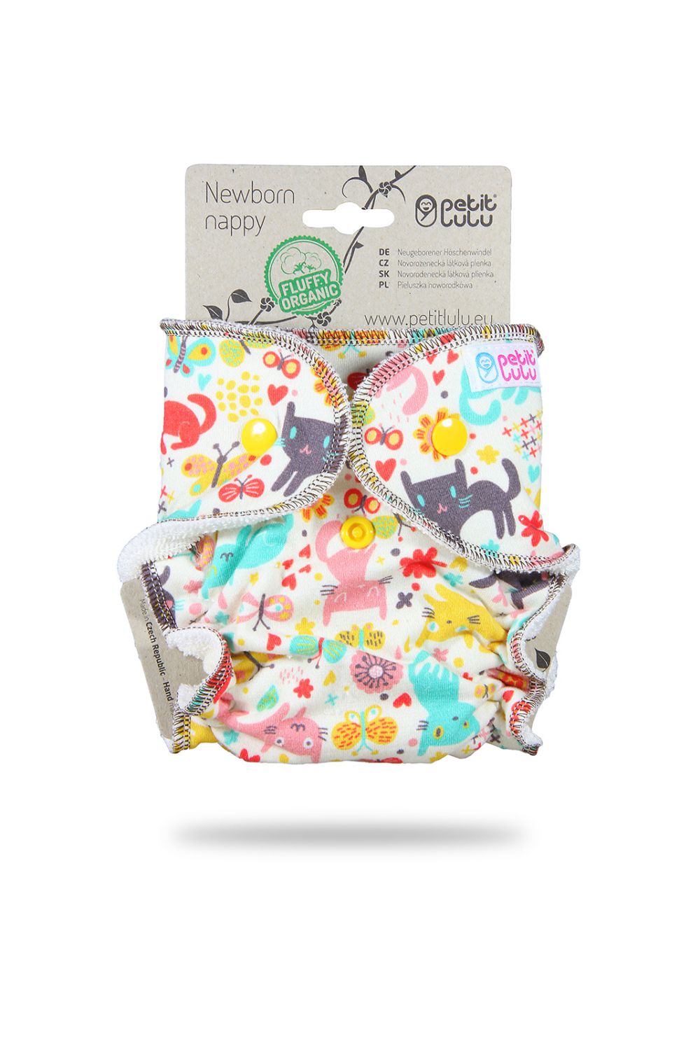 Petit Lulu Höschenwindel Fluffy Organic für Neugeborene - Cat Meadow von Petit Lulu