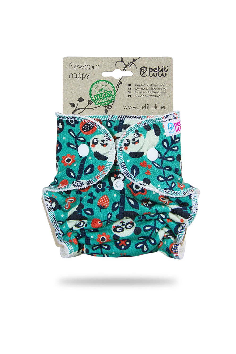 Petit Lulu Höschenwindel Fluffy Organic für Neugeborene - Faddy Pandas von Petit Lulu
