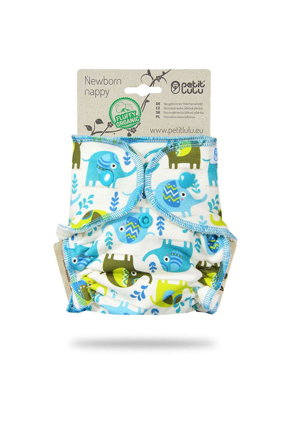 Petit Lulu Höschenwindel Fluffy Organic für Neugeborene - Little Elephants Petit Lulu Höschenwindel Fluffy Organic für Neugeborene - Little Elephants von Petit Lulu